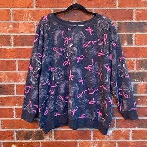 Torrid Strong 2 Pink Ribbon Gray Soft Fleece Crew Neck Sweatshirt Survivor